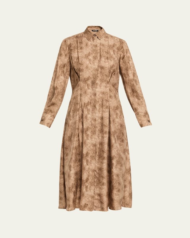 Printed Silk Midi Shirtdress